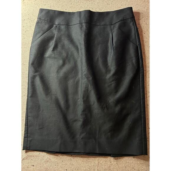 Black J. Crew Pencil Skirt 10 Dual Kick Pleat Preppy Sexy Classic - Picture 1 of 10